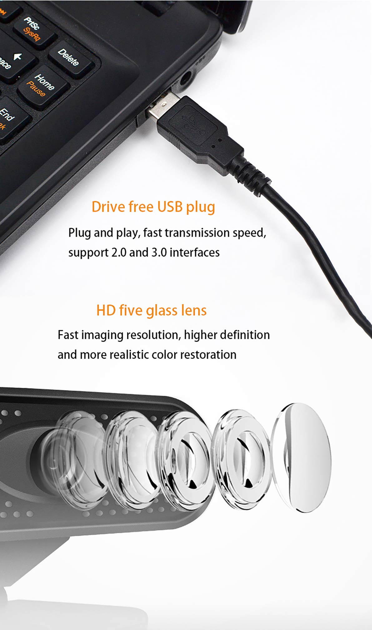 1080P USB Webcam with Mic PC Camera, 110-Degree View Angle Web Computer Camera for Video Calling & Recording Video Conference/Online Teaching/Business Meeting