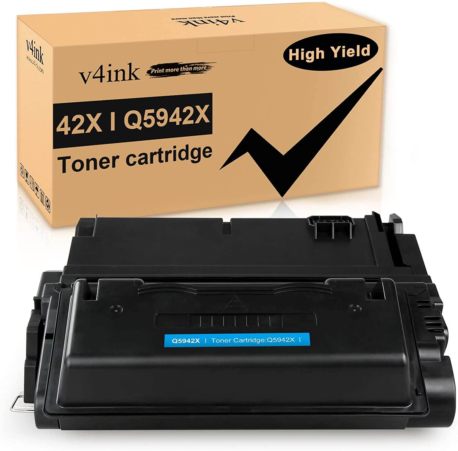 v4ink Compatible Toner Cartridge Replacement for HP 42X Q5942X 38A Q1338A to use for HP Laserjet 4250 4350 4250N 4250TN 4250DTN 4200 4350N 4350TN 4350DTN Series Printers (High Yield Black, 1 Pack)