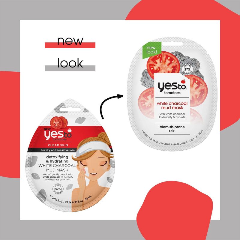 Yes To Tomatoes Detoxifying & Hydrating White Charcoal Mud Mask - 0.33 fl oz
