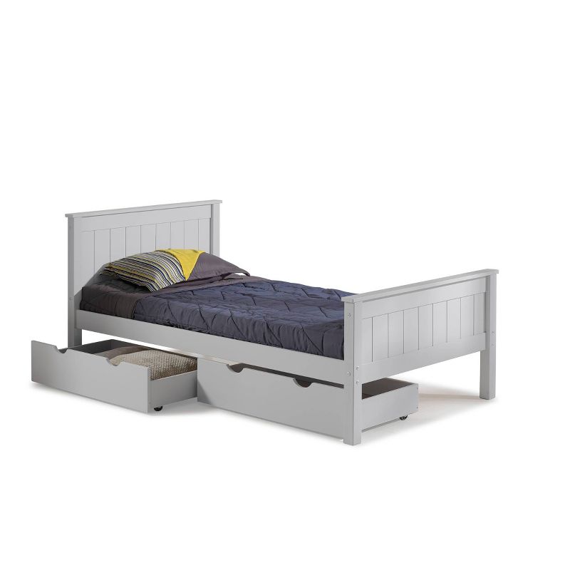Twin Harmony Wood Bed with Storage Drawers Dove Gray - Alaterre Furniture