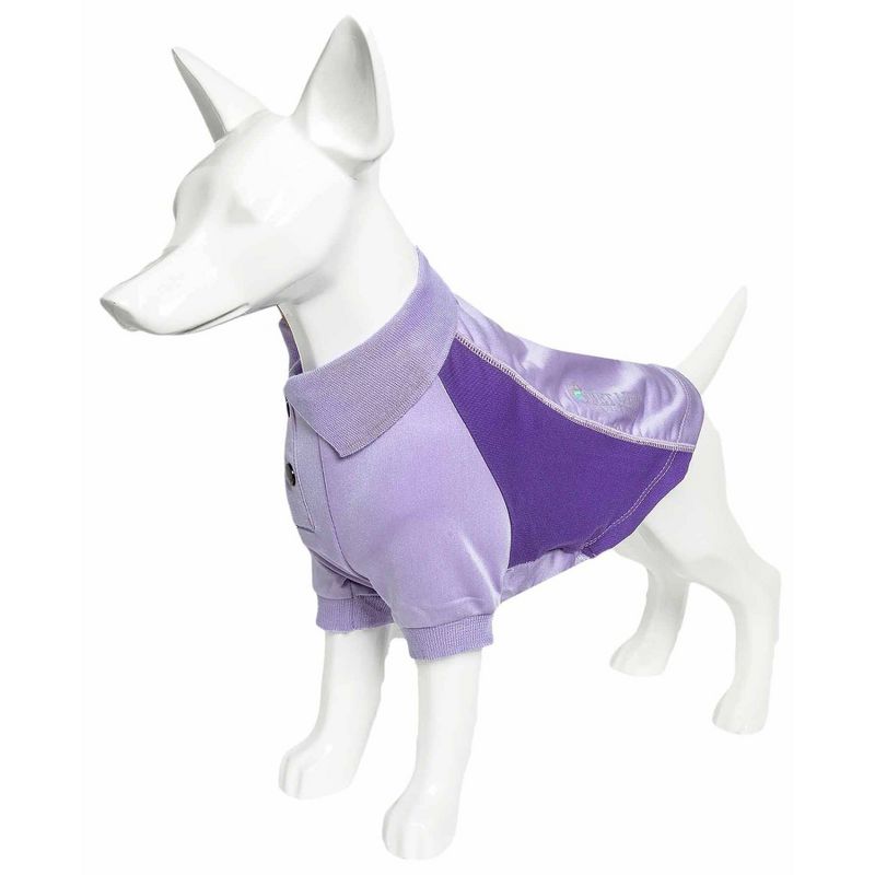 Pet Life Active Barko Pawlo Relax-Stretch Wick-Proof Dog and Cat Polo T-Shirt - Purple - XS