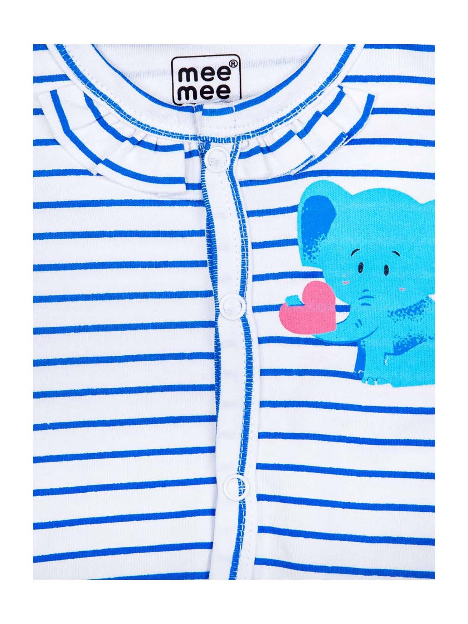 Mee Mee Kids Blue Cotton Printed Jablas - Pack of 3