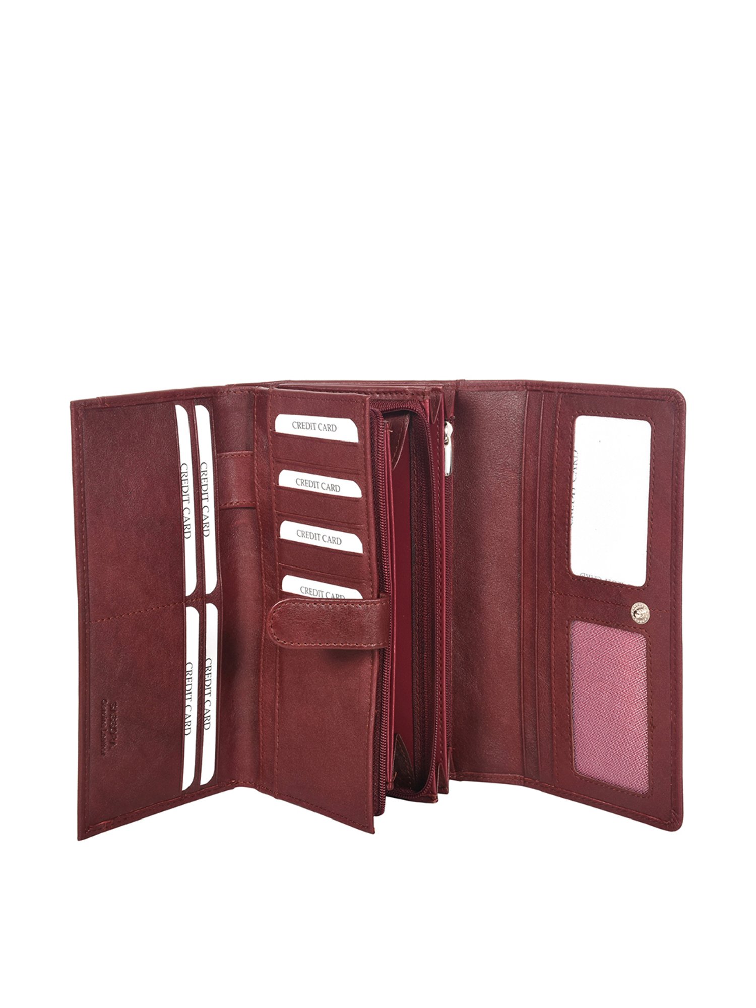 SASSORA Maroon Solid Rfid Tri-Fold Wallet for Women
