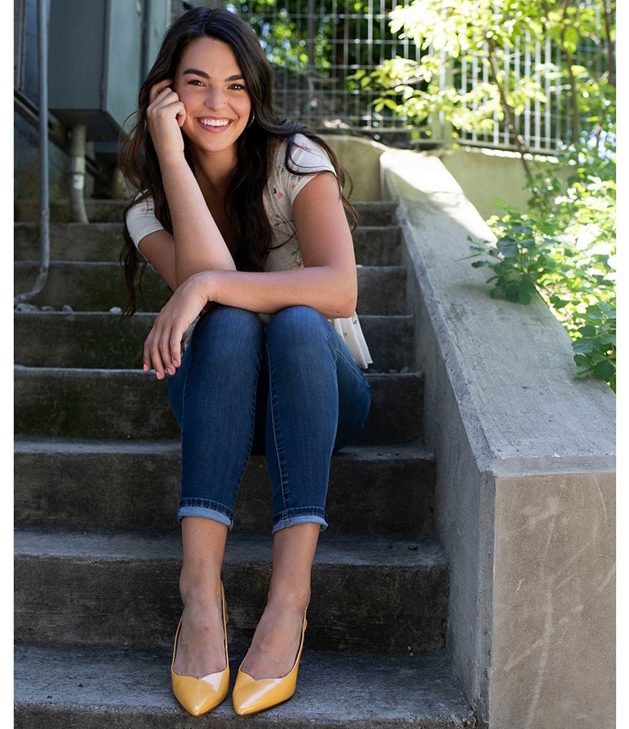 J. Renee Belamie Patent Slingback Pointed Toe Pumps