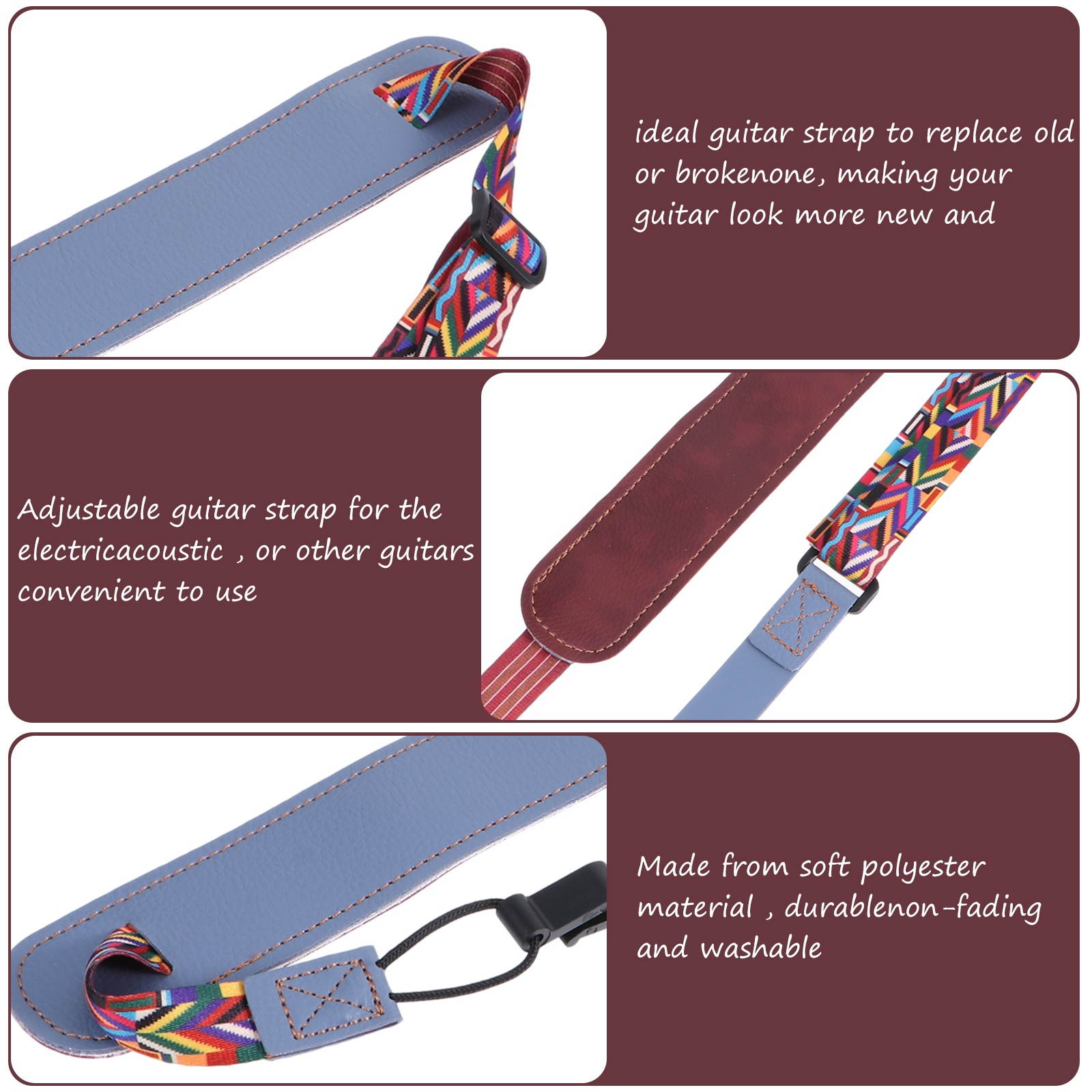 Ukulele Strap No Drill Adjustable Double J Hook Ukulele Shoulder Strap