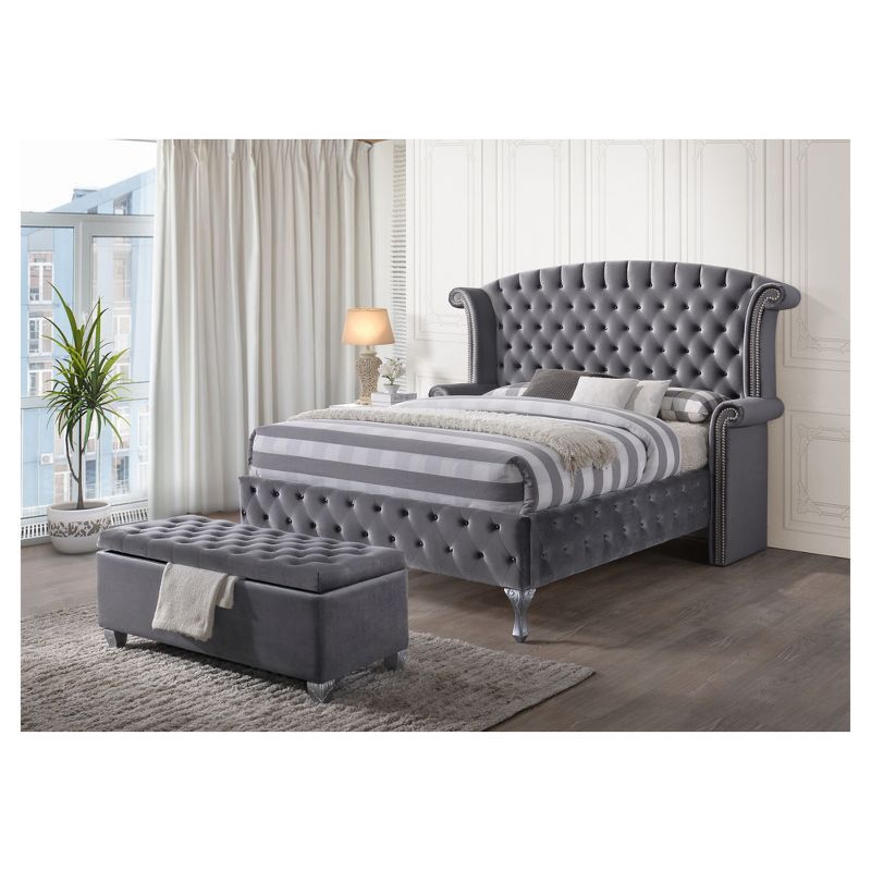 Rebekah Eastern King Bed Gray Fabric - Acme Furniture