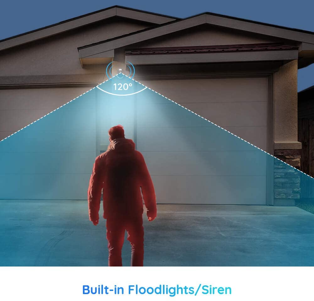 Reolink Argus 3 Spotlight Security Camera Wireless System with Solar Panel Outdoor Battery/Solar Powered, PIR Motion Activated, Two-Way Talk, Built-in Siren, for Home Surveillance