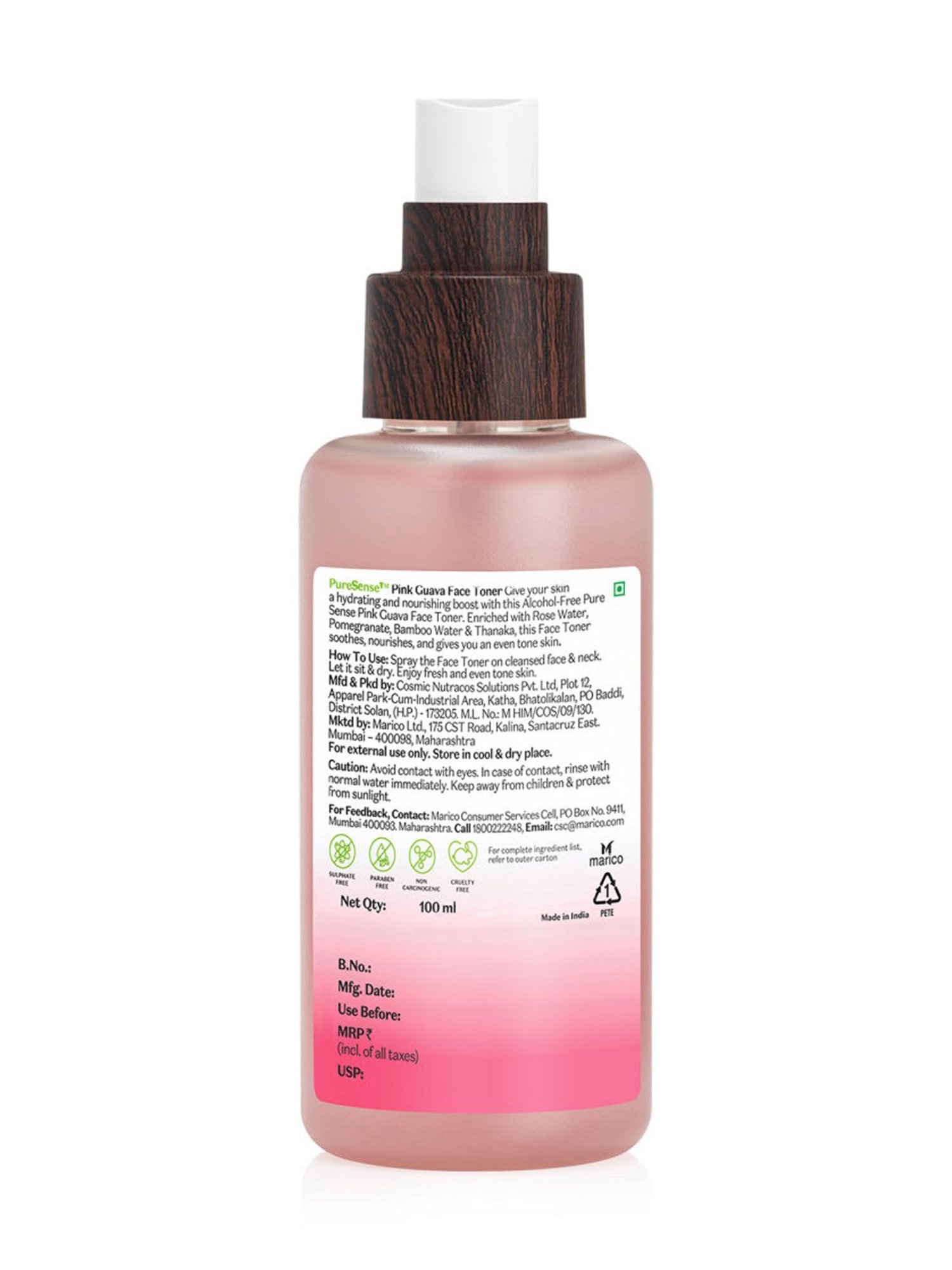 Pure Sense Pink Guava Face Toner with Rose Water & Pomegranate - 100 ml