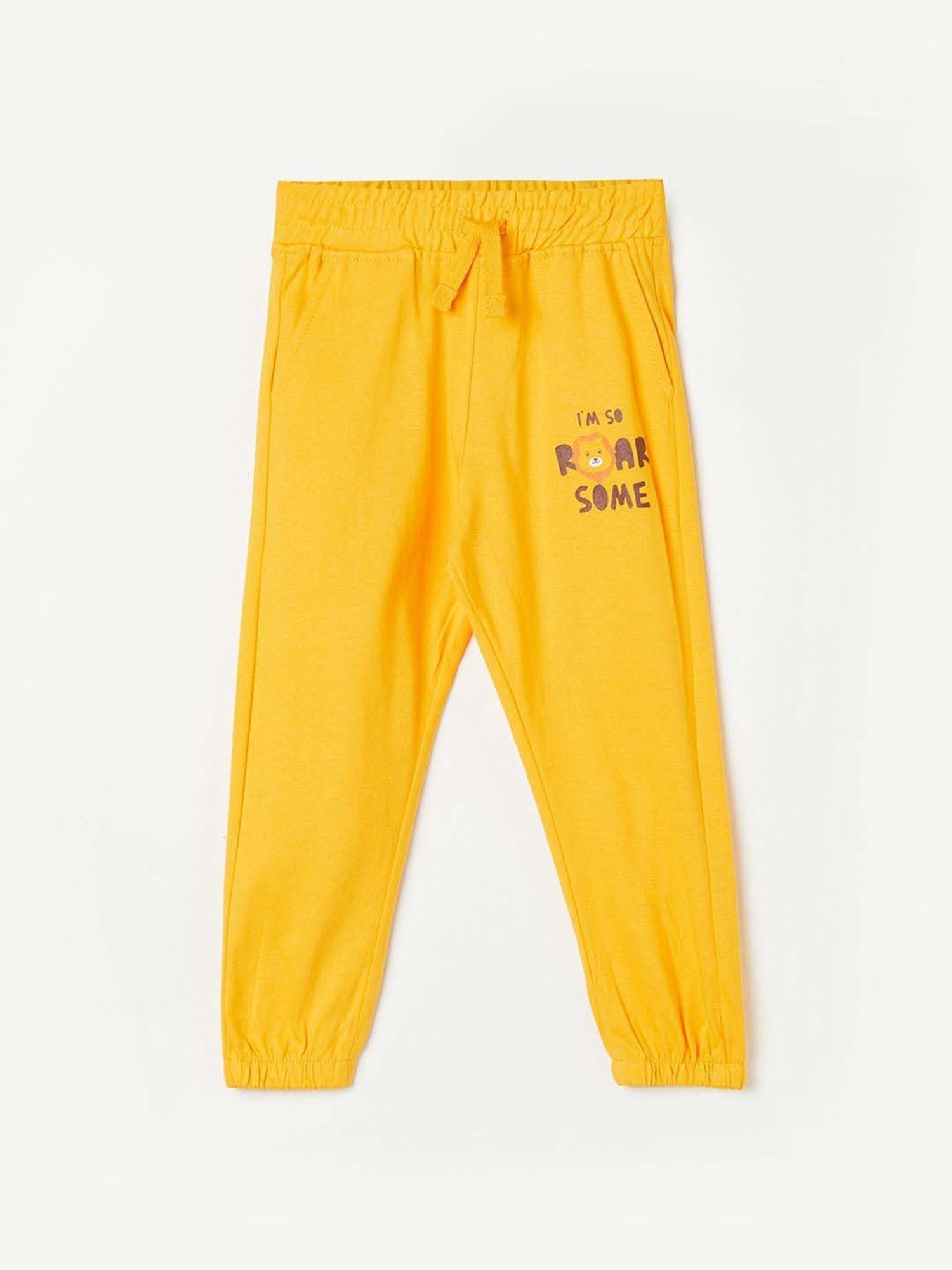 Juniors by Lifestyle Kids Mustard Cotton Printed Trackpants