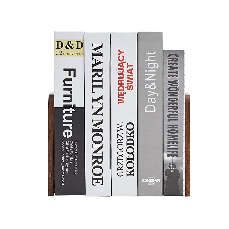 Wood Bookends,Pack of 1 Pair,Non-Skid,Black Walnut,Office Book Stand (Black Walnut-A Plus)