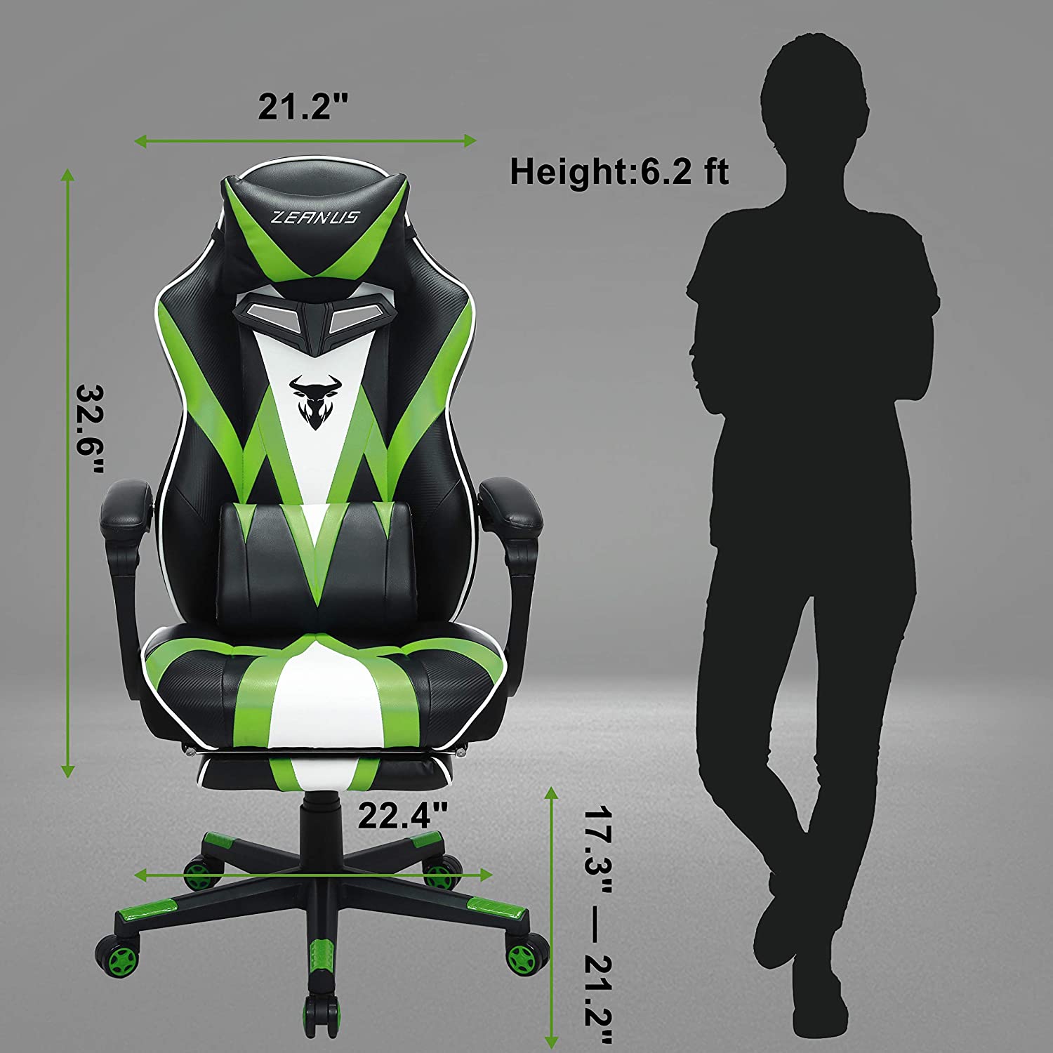 Zeanus Pink Ergonomic Gaming Chair for Girl, Gaming Chair with Footrest, Gaming Chair for Adults, High Back Racing Chair, Computer Chair with Massage, E-Sports Gamer Chair, Big and Tall Gaming Chair