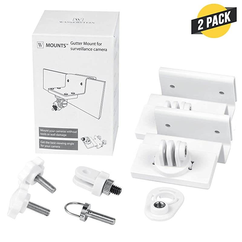 Weatherproof Gutter Mount for XT2 Outdoor Camera with Universal Screw Adapter by  Best Viewing Angle for Your Surveillance Camera 2 Pack White