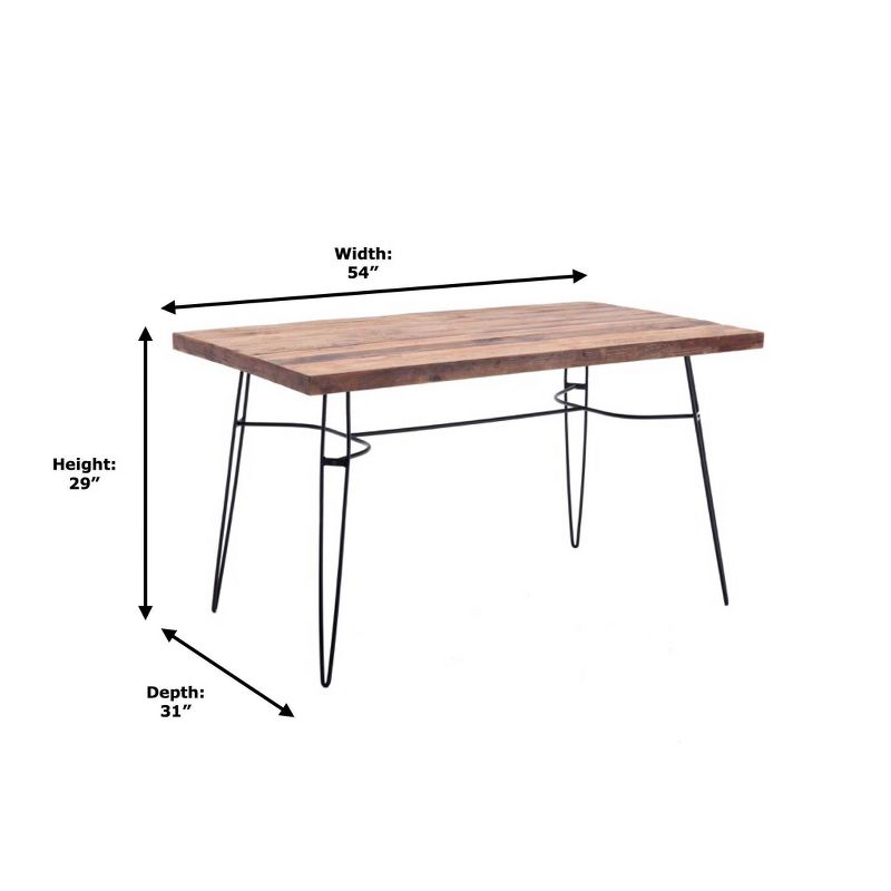 54" Lantana Reclaimed Wood Dining Table/Desk Brown/Black - Summerland Home
