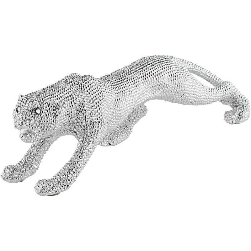 Studio 55D Prowling 23 1/2" Wide Electroplated Silver Leopard Sculpture