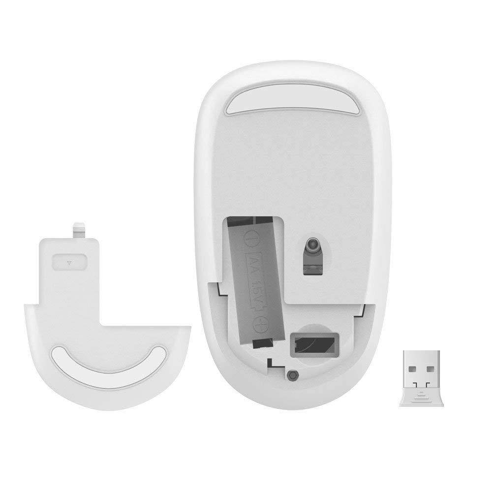 Wireless Mouse, FD V8 2.4G Ultrathin Silent Wireless Mouse with Battery&Nano Receiver 1500 DPI Precise Control for Notebook Computer PC Laptop MacBook and Chromebook (White)