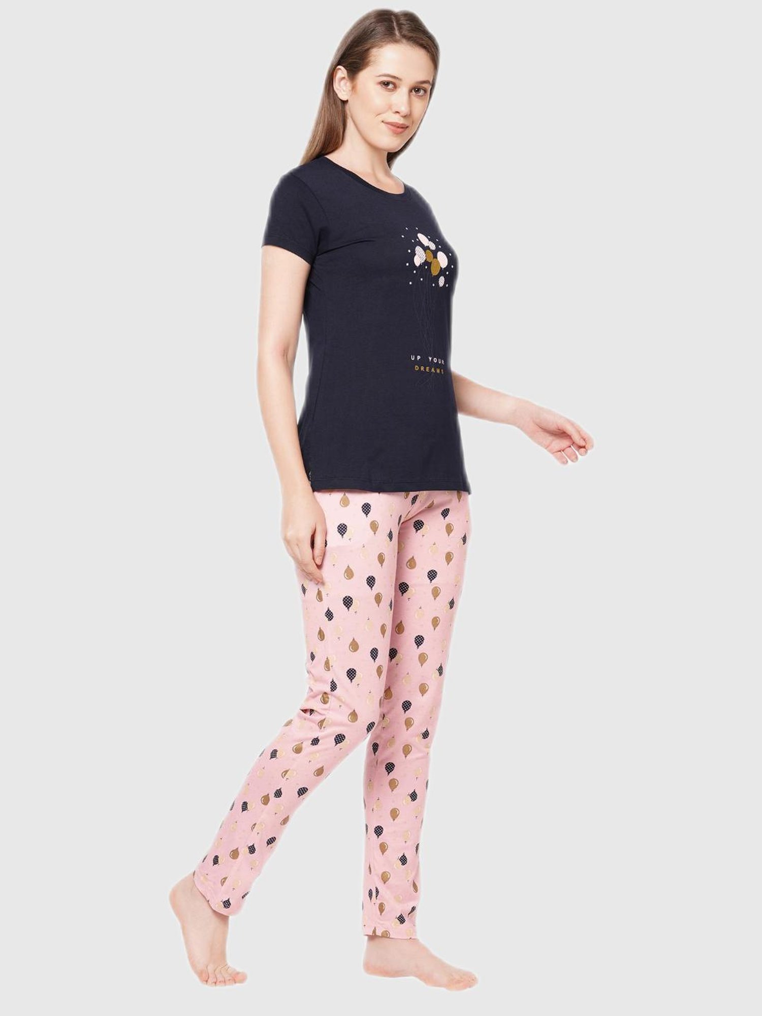 Sweetdreams Navy Graphic Print Pajama Set