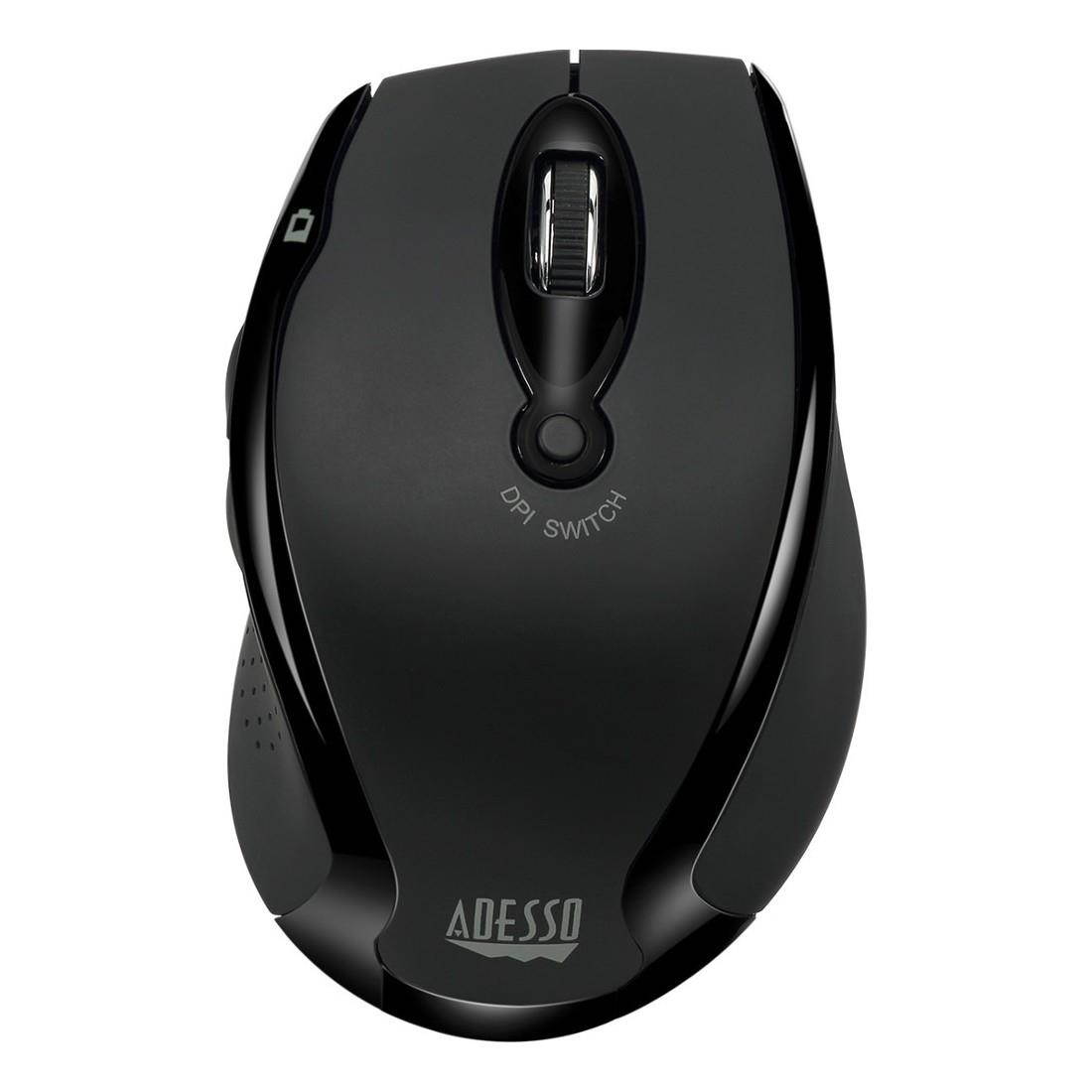 Adesso iMouse M20B - Wireless Ergonomic Optical Mouse - Optical - Wireless - Radio Frequency - Black - USB - 1600 dpi - Scroll Wheel - Right-handed Only