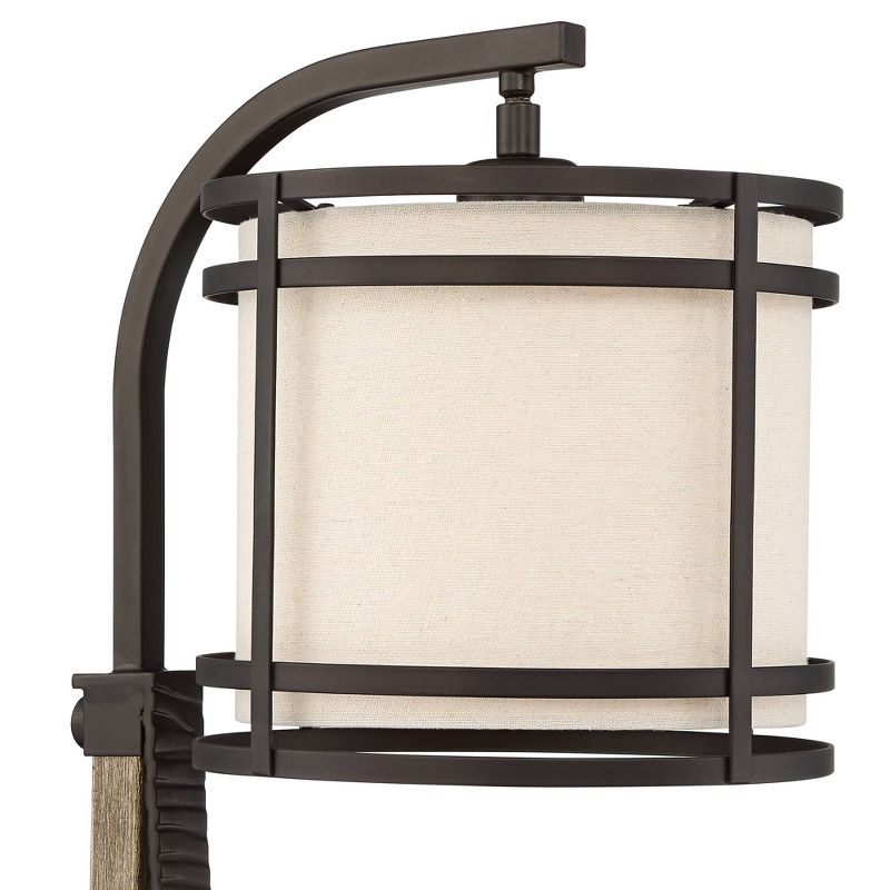 23" Iron/Seeded Glass Axel Farmhouse Industrial Task Lamp (Includes LED Light Bulb) Black - JONATHAN Y