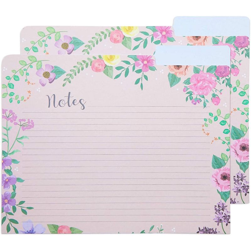 Paper Junkie 12-Pack Floral File Cabinet Folders with 1/3 Cut Tab A4 Letter Size Document 11.5 x 9 in, 6 Design