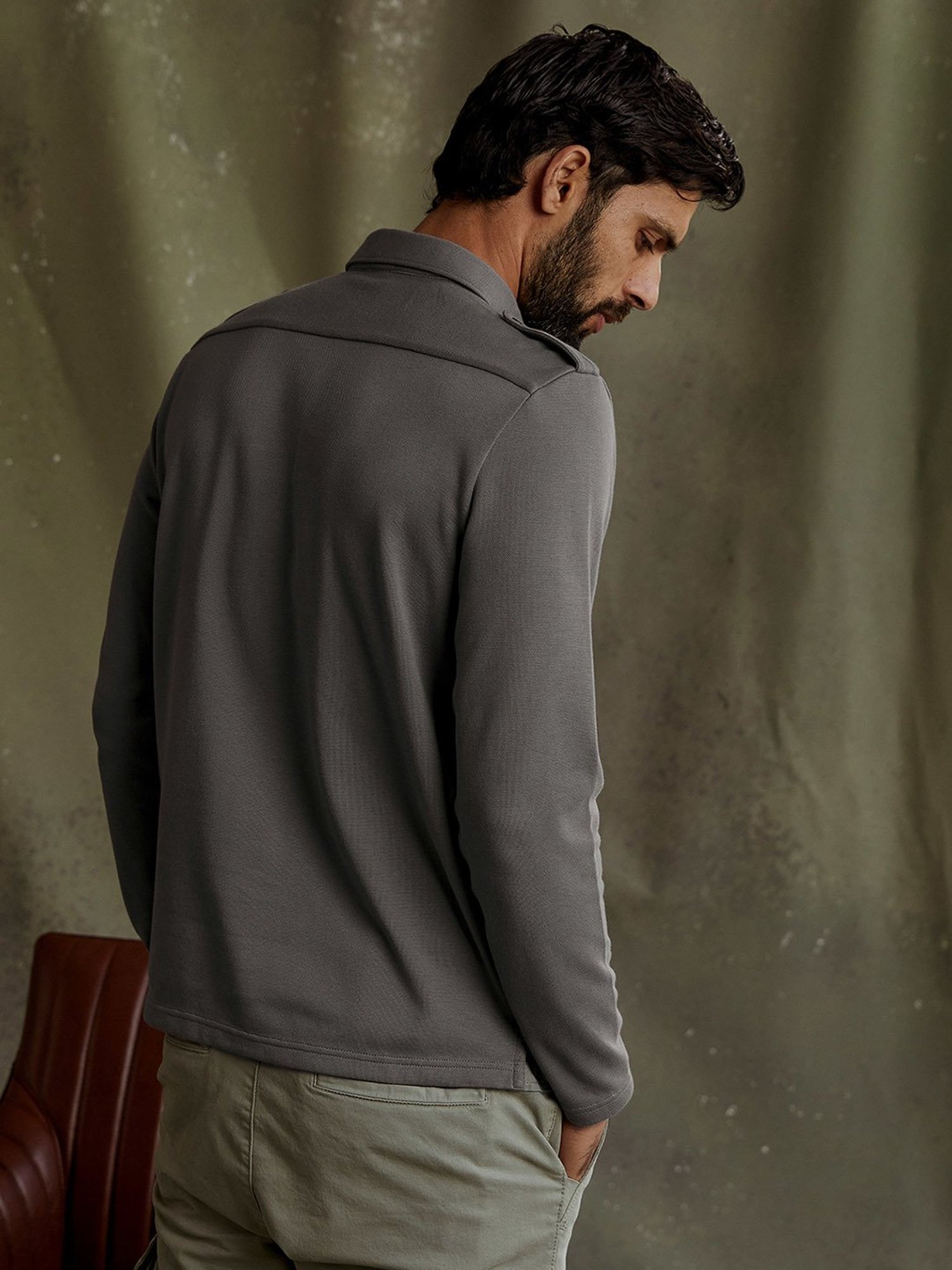 ANDAMEN Grey Regular Fit Polo T-Shirt