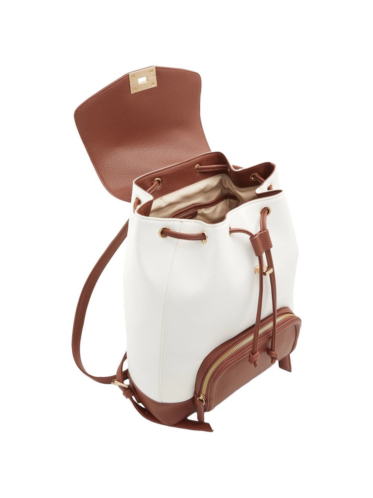 Call It Spring White & Brown PU Large Backpack