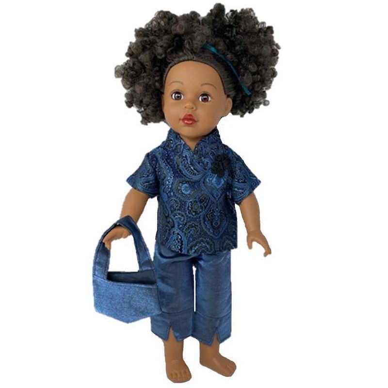 The Queen's Treasures Little House on the Prairie Green Calico Dress, Bonnet & Apron for 18" American Girl Dolls