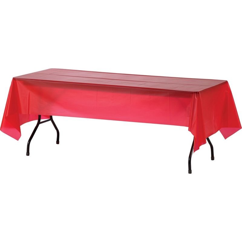 Genuine Joe Plastic Tablecover 54"x108" 6/PK Red 10326