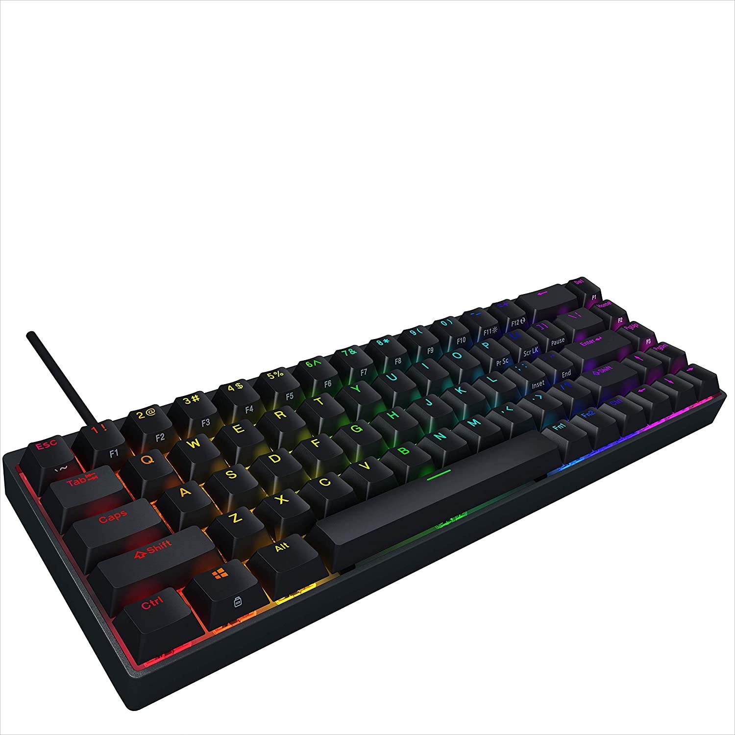 Durgod Hades 68 RGB Mechanical Gaming Keyboard - 65% Layout - Cherry Profile - NKRO - USB Type C - Aluminium Chassis (Cherry Red, Black PBT)