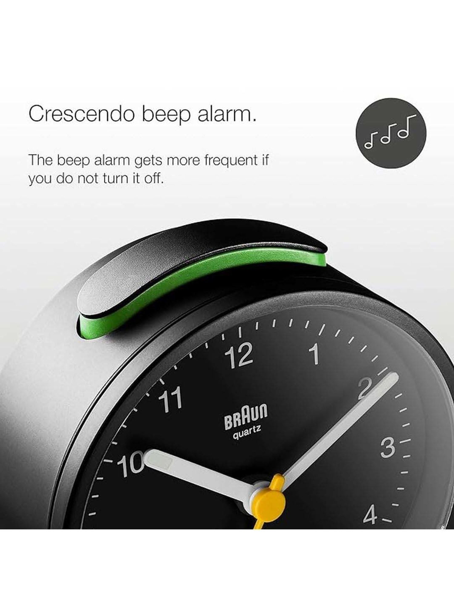 Braun Black Digital Alarm Clock With Date, Month And Temperature Display