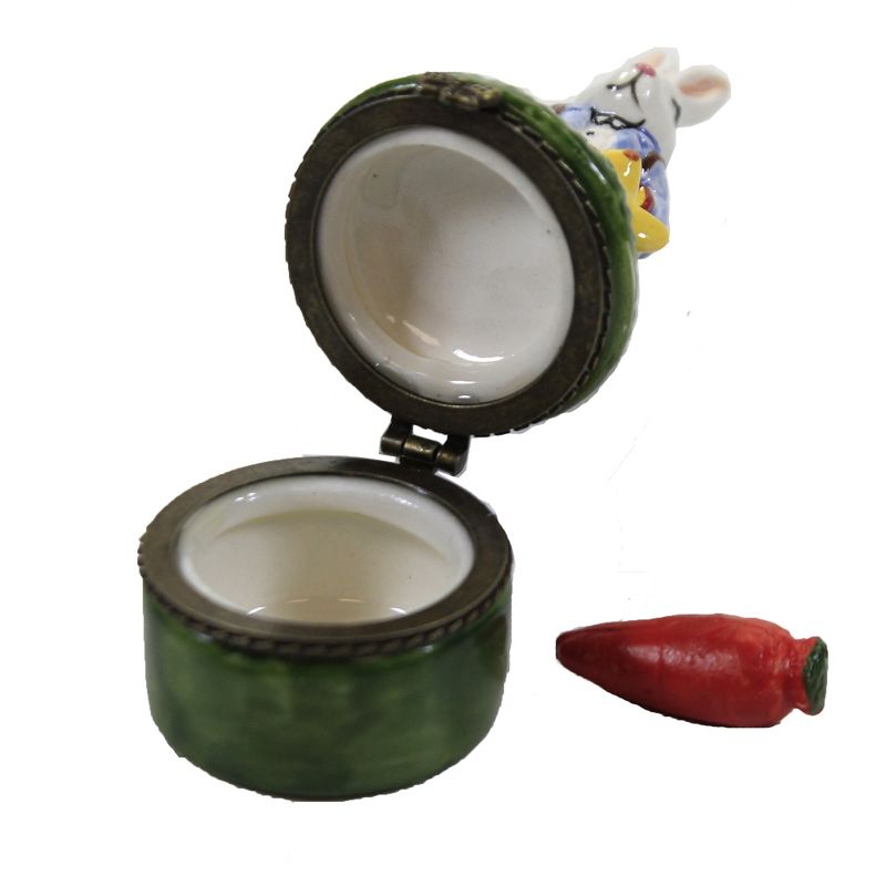 Hinged Trinket Box 3.5" Mr Bunny With Yellow Duck Easter Rabbit Backpack  -  Decorative Figurines
