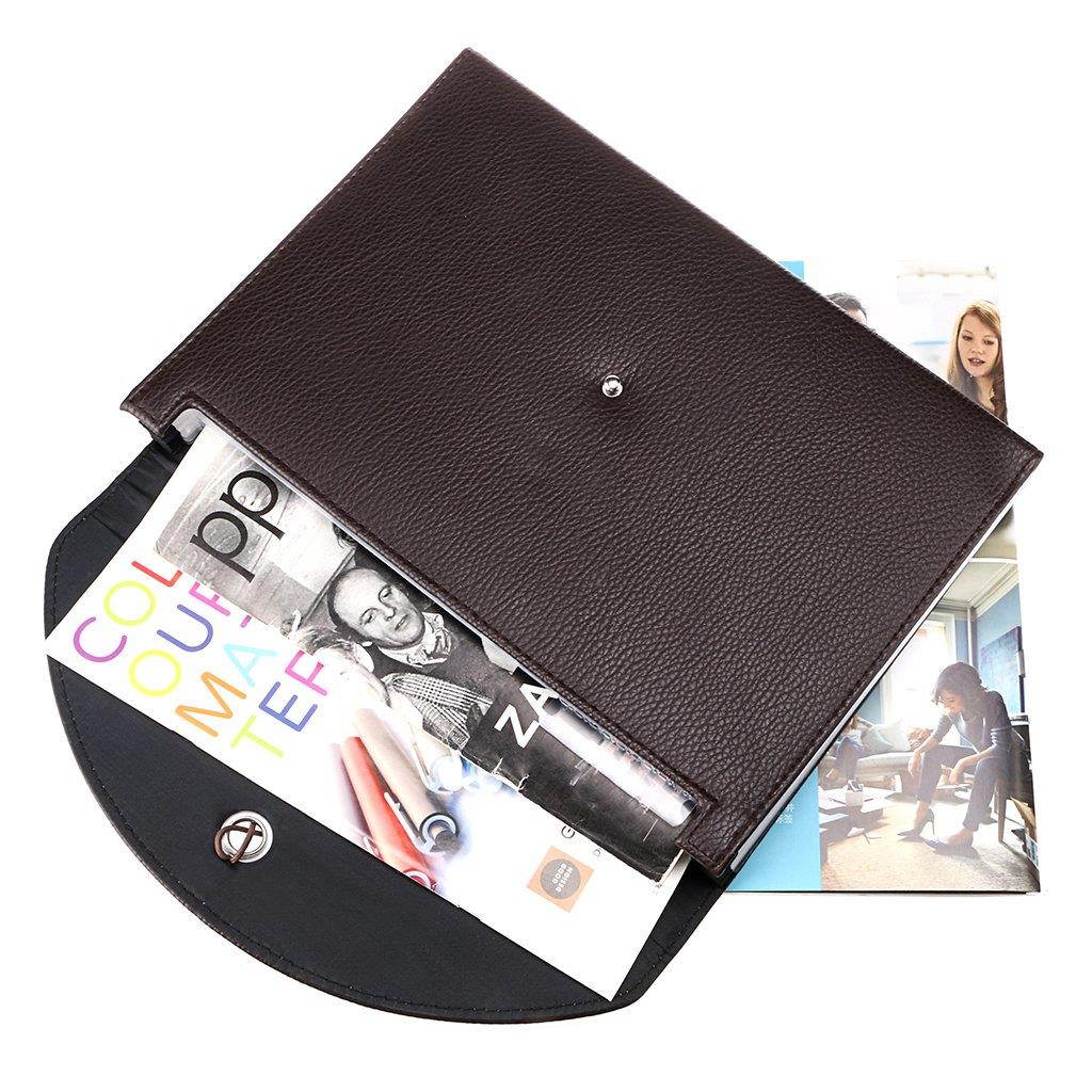 BTSKY PU Leather Expanding File Folders-13 Pockets A4 Letter Size Paper File Folder Accordion Business Document Organizer with Fasteners and Tabs (Brown)