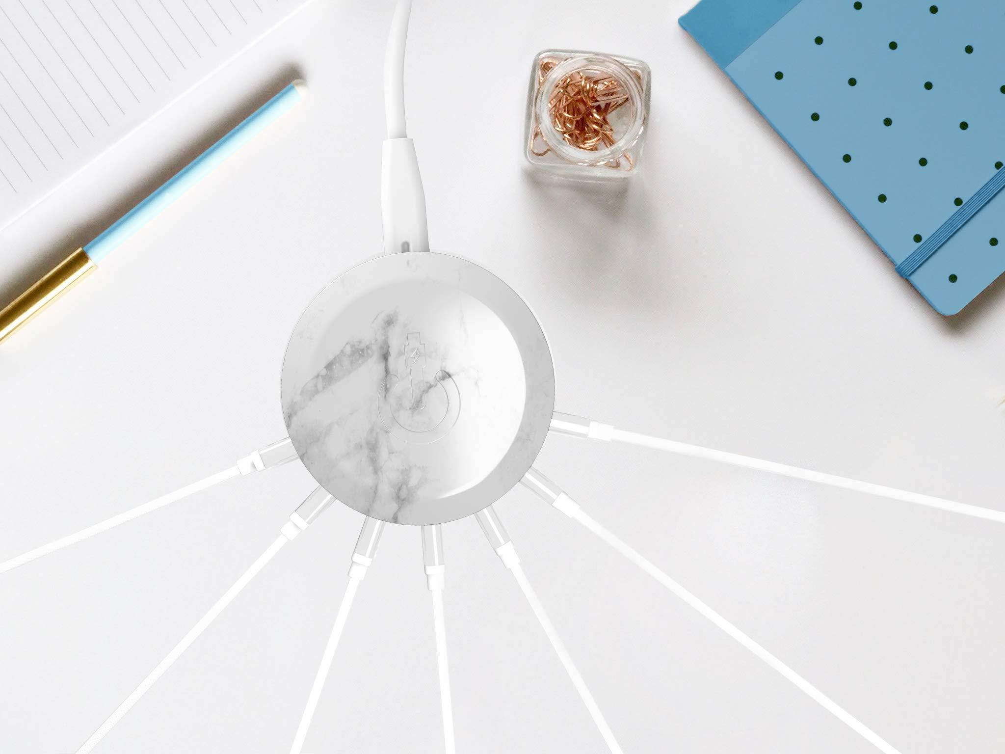 ChargeHub X7 Signature, 7-Port USB Charger Desktop Charging Station - SmartSpeed Technology for iPhone X/8/7/6 Plus, iPad, Galaxy S9/S8/S7, Nexus, LG & Other Devices (Marble)