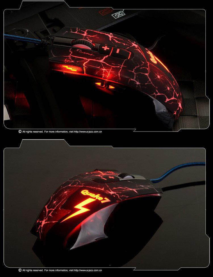 8D 2400DPI Ajazz Quake 7 Molten Optical Usb Gaming Mouse 8 Buttons MMO CS