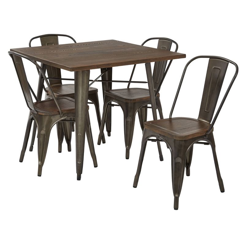 Set of 2 Indio Steel Chair Seat Walnut - OSP Home Furnishings