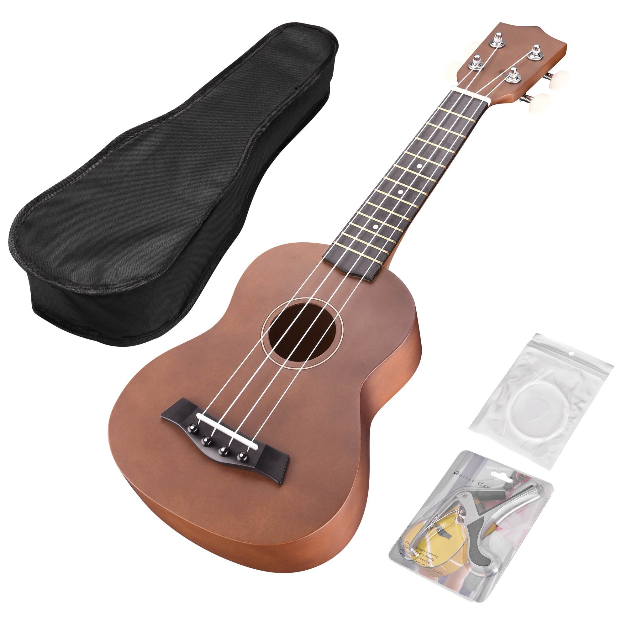 Yescom 21" Soprano Ukulele Hawaii Instrument 12 Frets for Beginners Gig Bag Show Party
