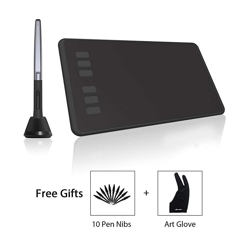 H640P Graphic Tablets OSU Drawing Tablet with 6 Shortcut Keys BatteryFree Stylus 8192 Pressure Sensitivity Compatible with Mac PC or Android Mobile