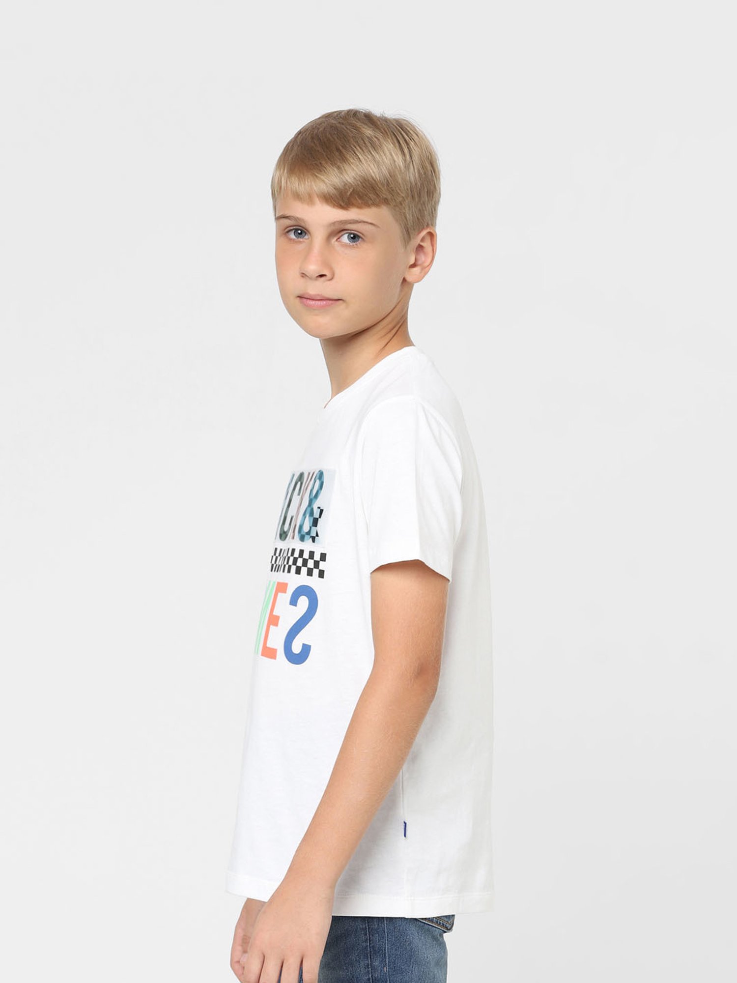 Jack & Jones Junior Boys White Printed T-Shirt