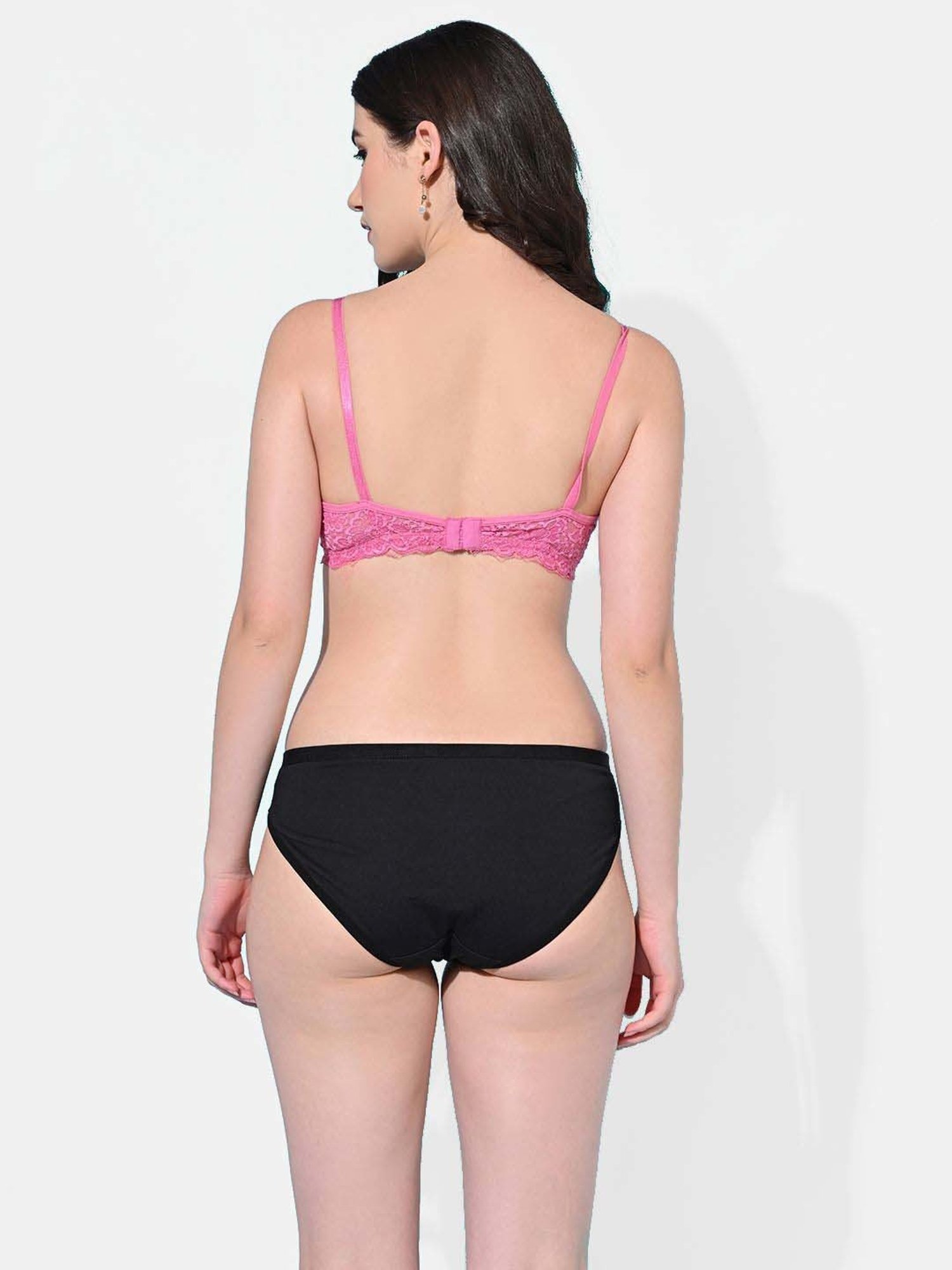 mod & shy Pink Self Pattern Lingerie Set