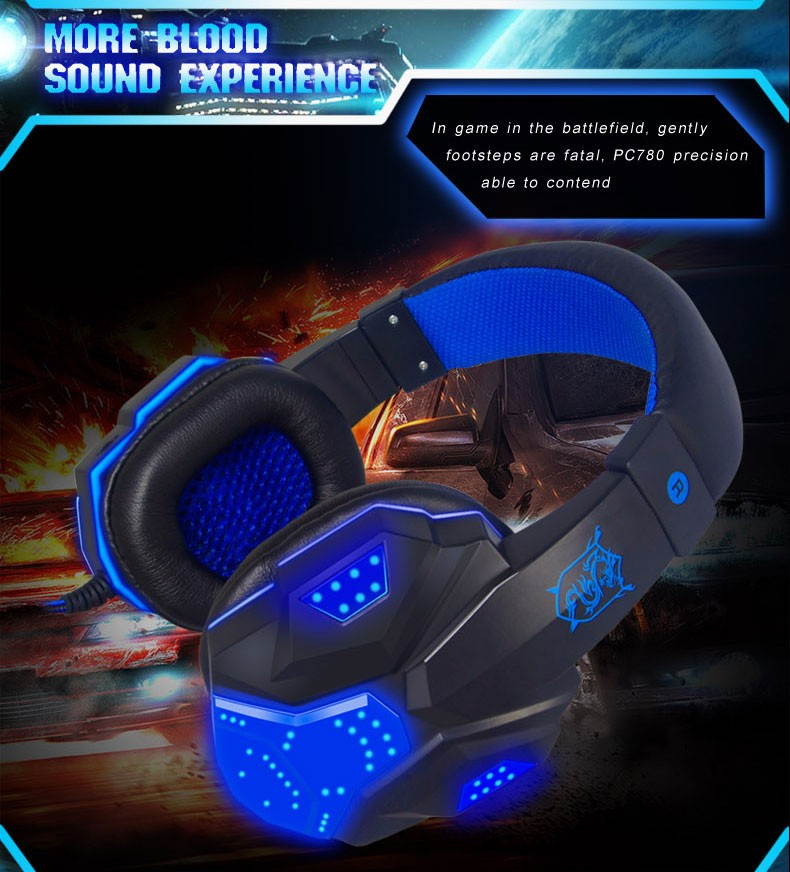 Deep Bass Game Headphone Stereo Surrounded Over-Ear Gaming Headset Headband Earphone with Light for Computer PC Gamer