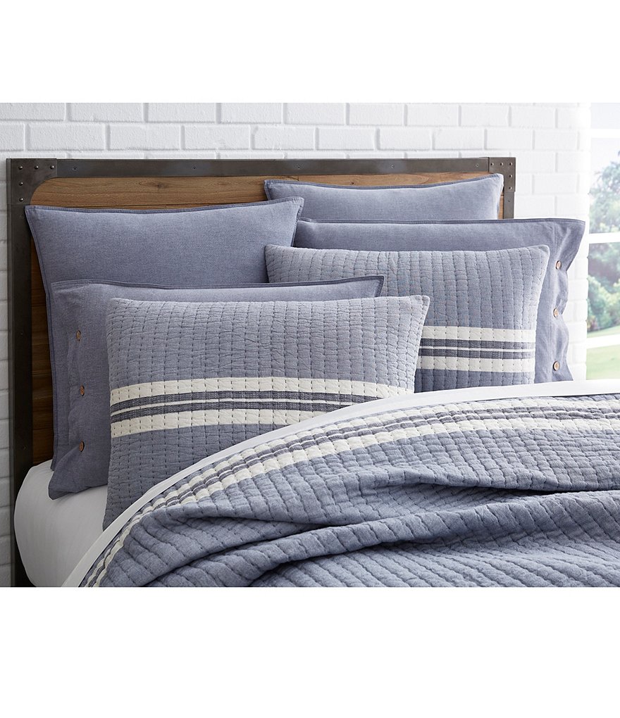 Cremieux Logan Chambray Striped Quilt