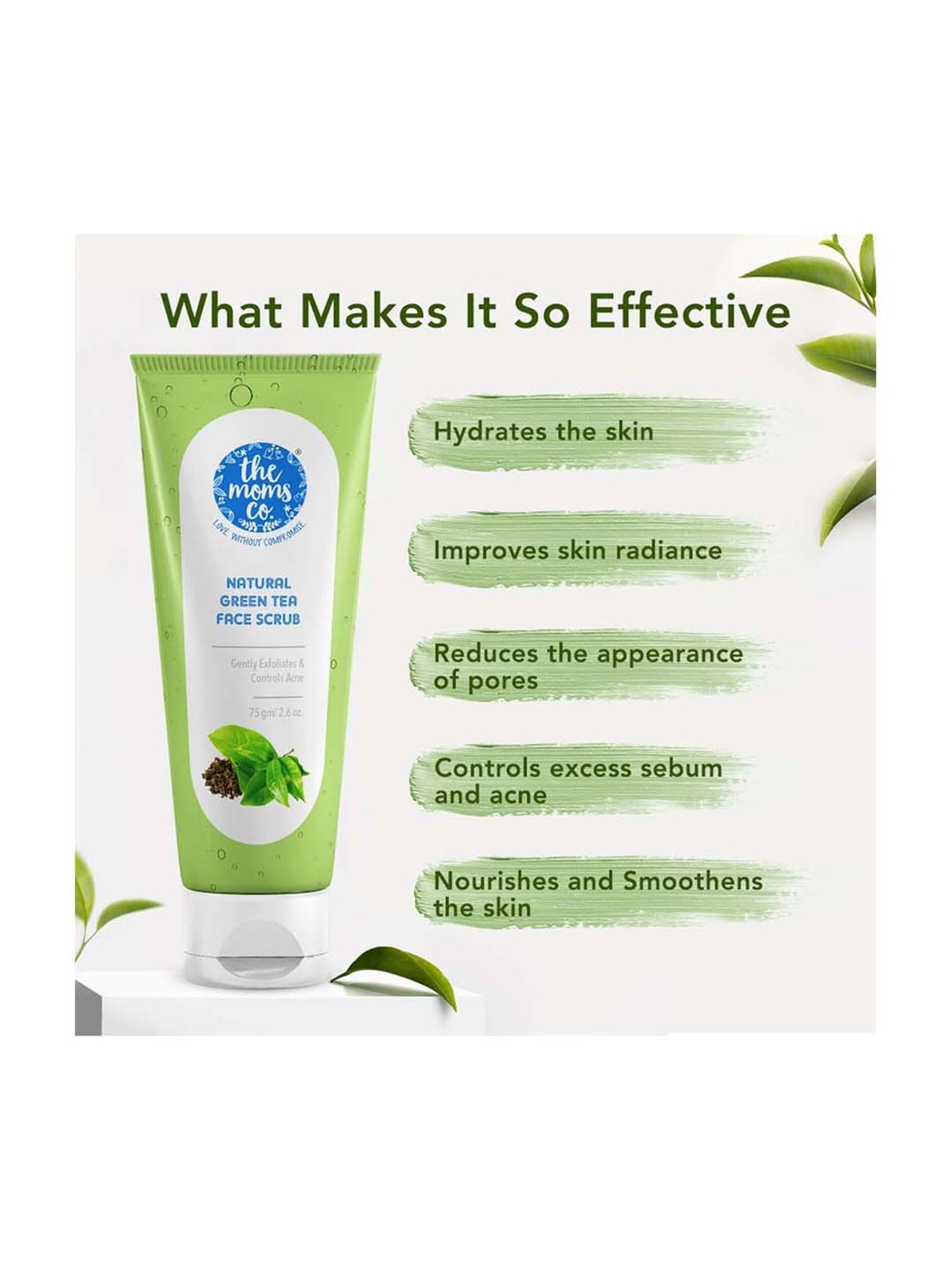 The Moms Co. Natural Green Tea Face Scrub - 75 gm