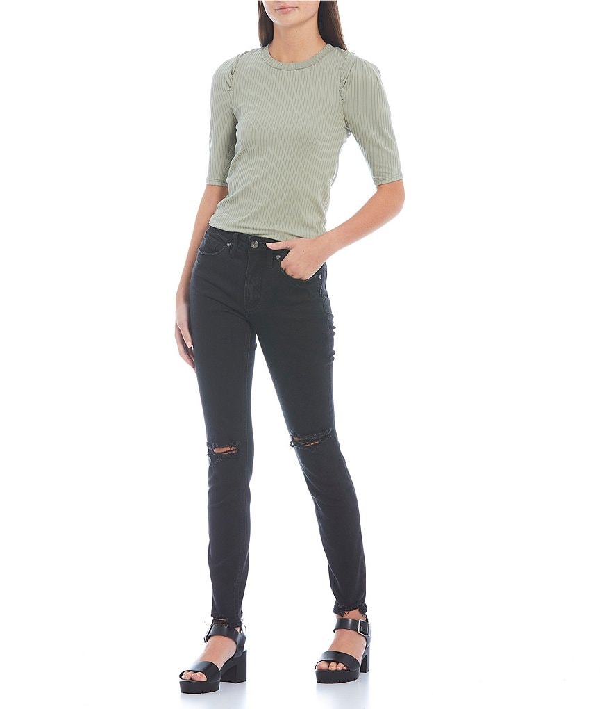 Silver Jeans Co. Most Wanted Mid Rise Destructed Skinny Jeans