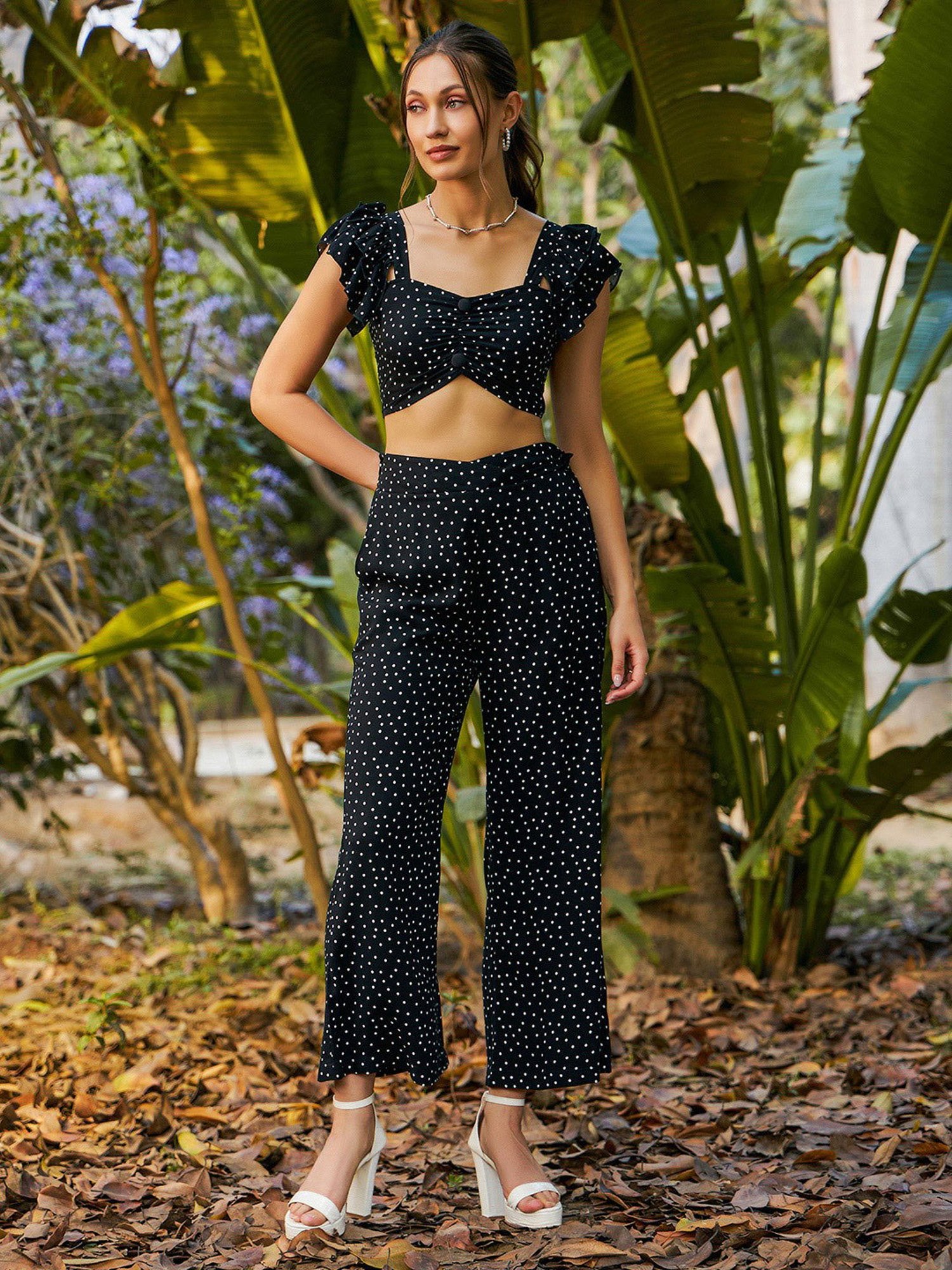 KASSUALLY Black & White Printed Co-Ord Set