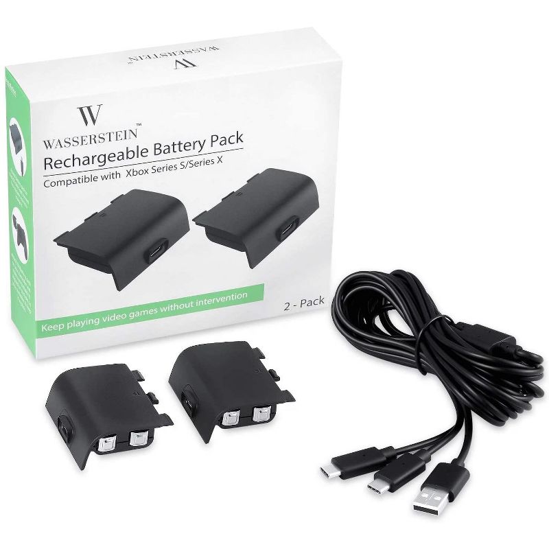 Wasserstein 700mAh Controller Battery Packs and Charging Cable for Microsoft Xbox Wireless Controller 2020 Model (Xbox Series X/S, Xbox One) (2 Pack)