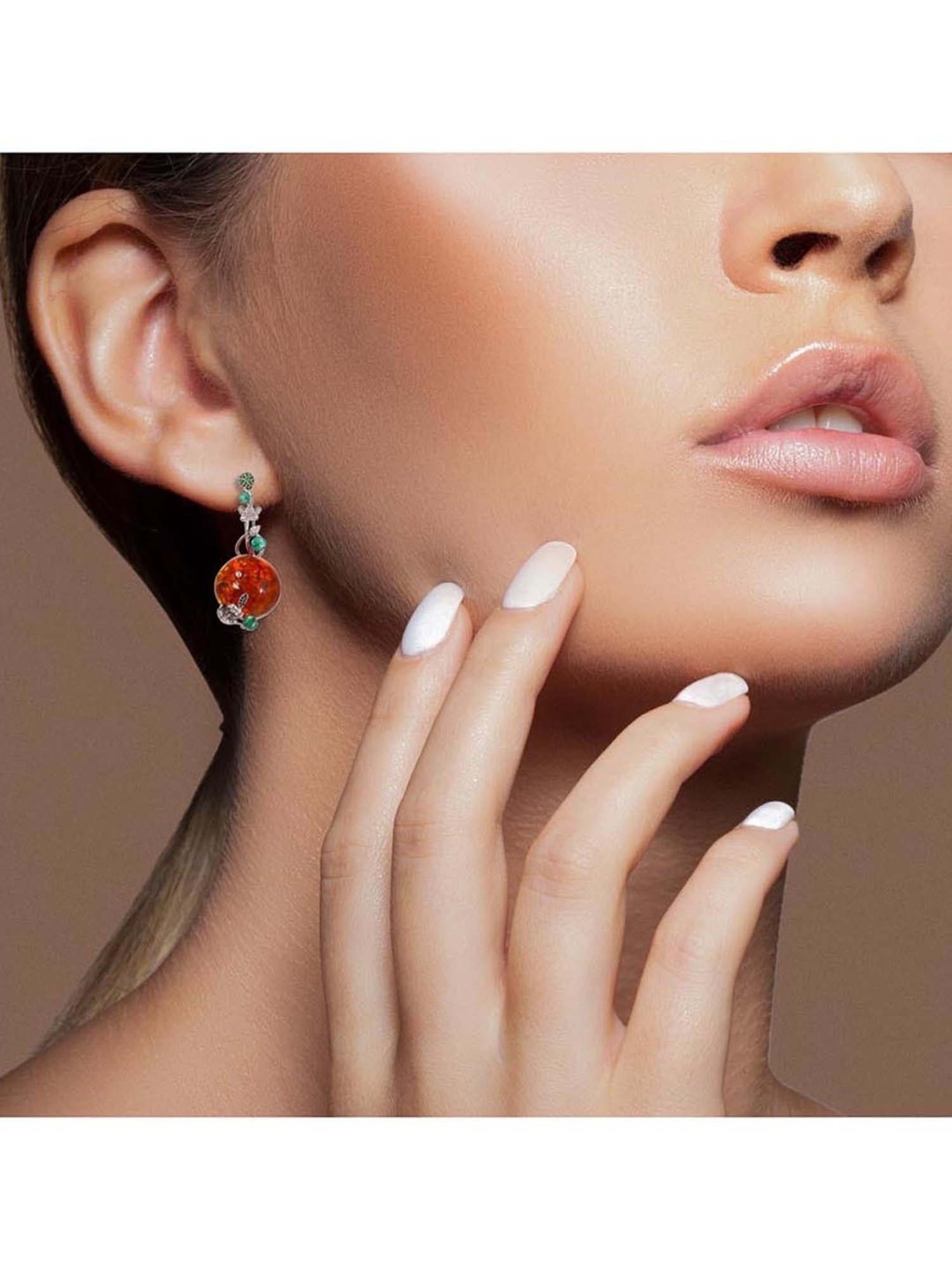 CKC 18k Gold & Diamond Earrings with White Rhodium Polish for Women