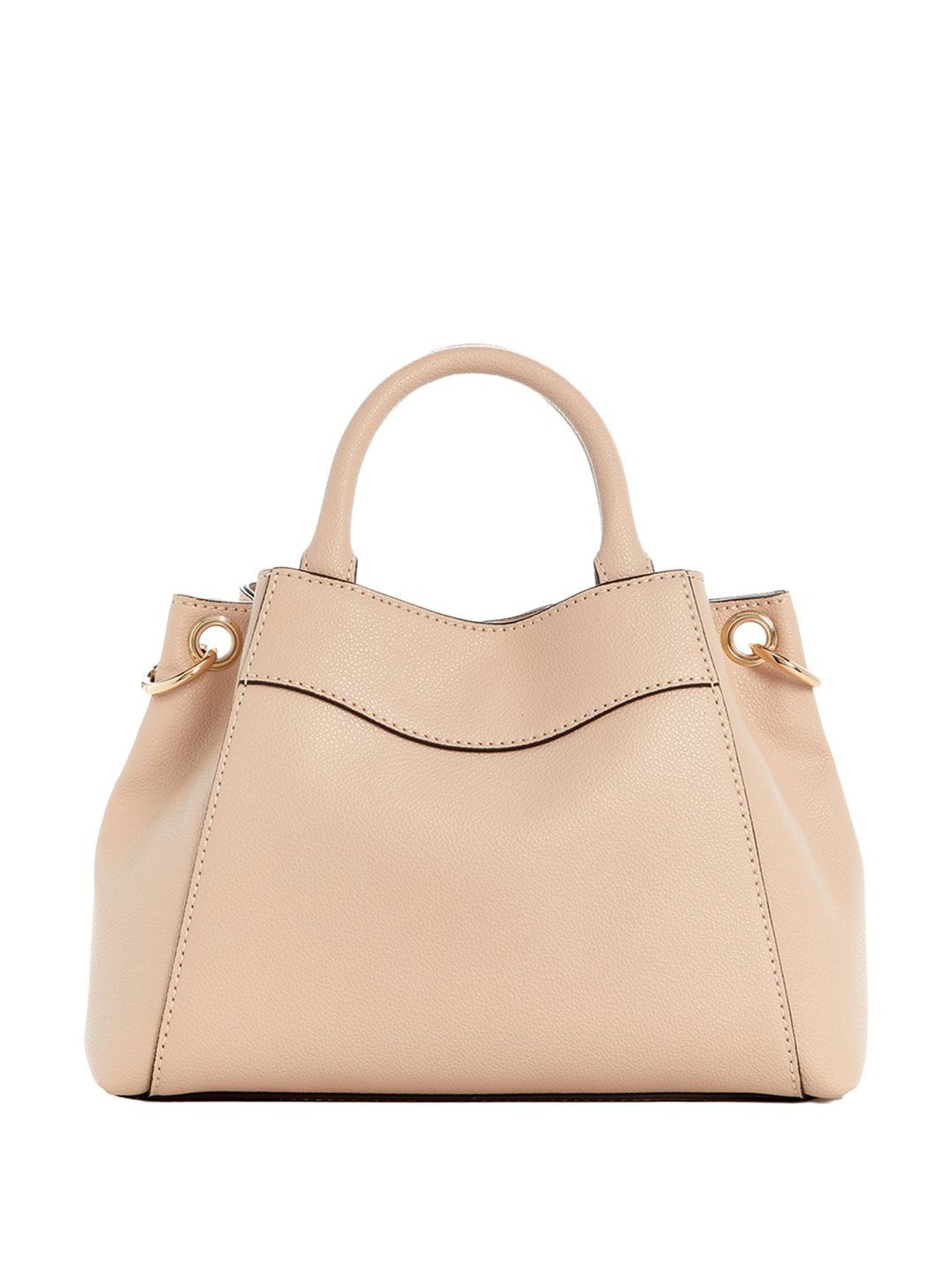 Guess Beige Solid Satchel Handbag
