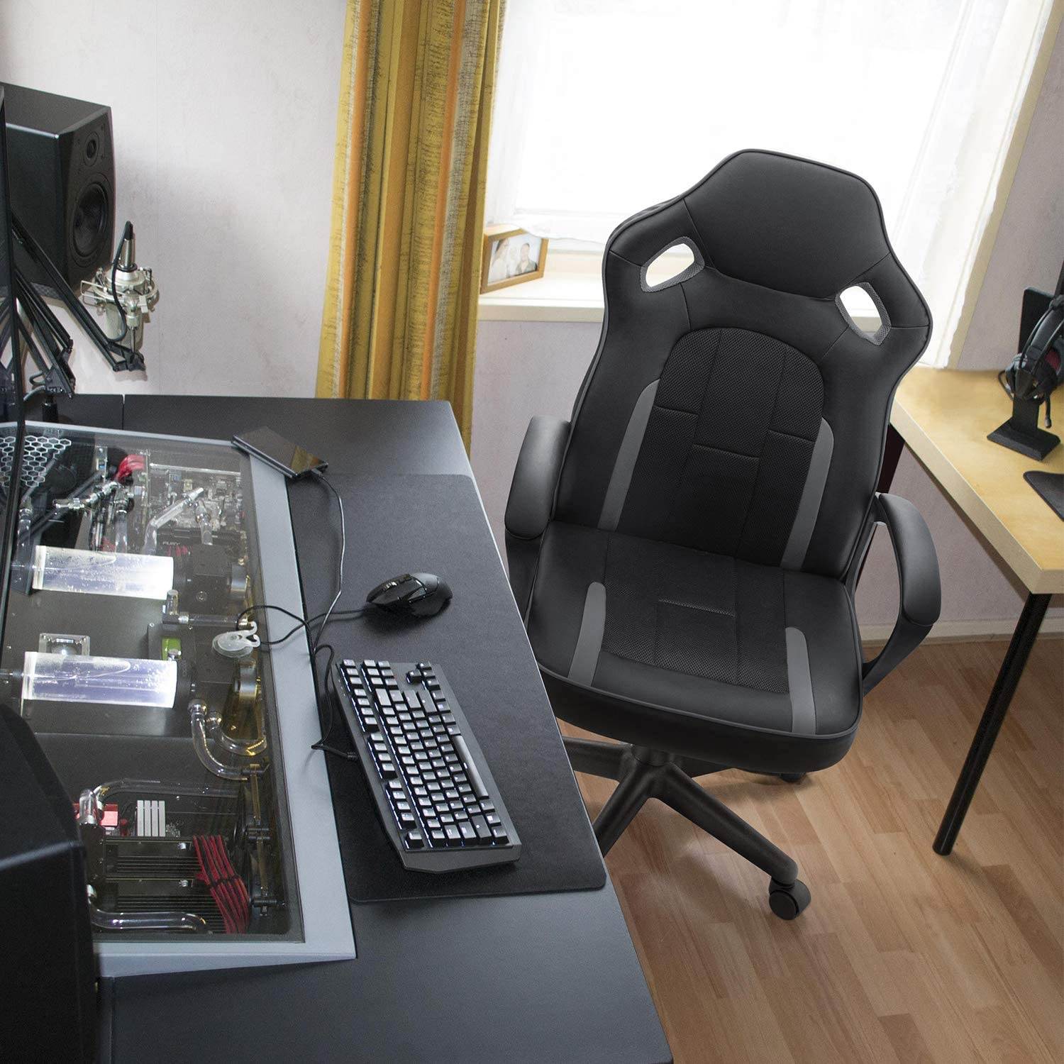 Homall Gaming Chair High-Back PU Leather Office Chair Adjustable Height Racing Style Ergonomic Computer Chair with Lumbar Support (Red)