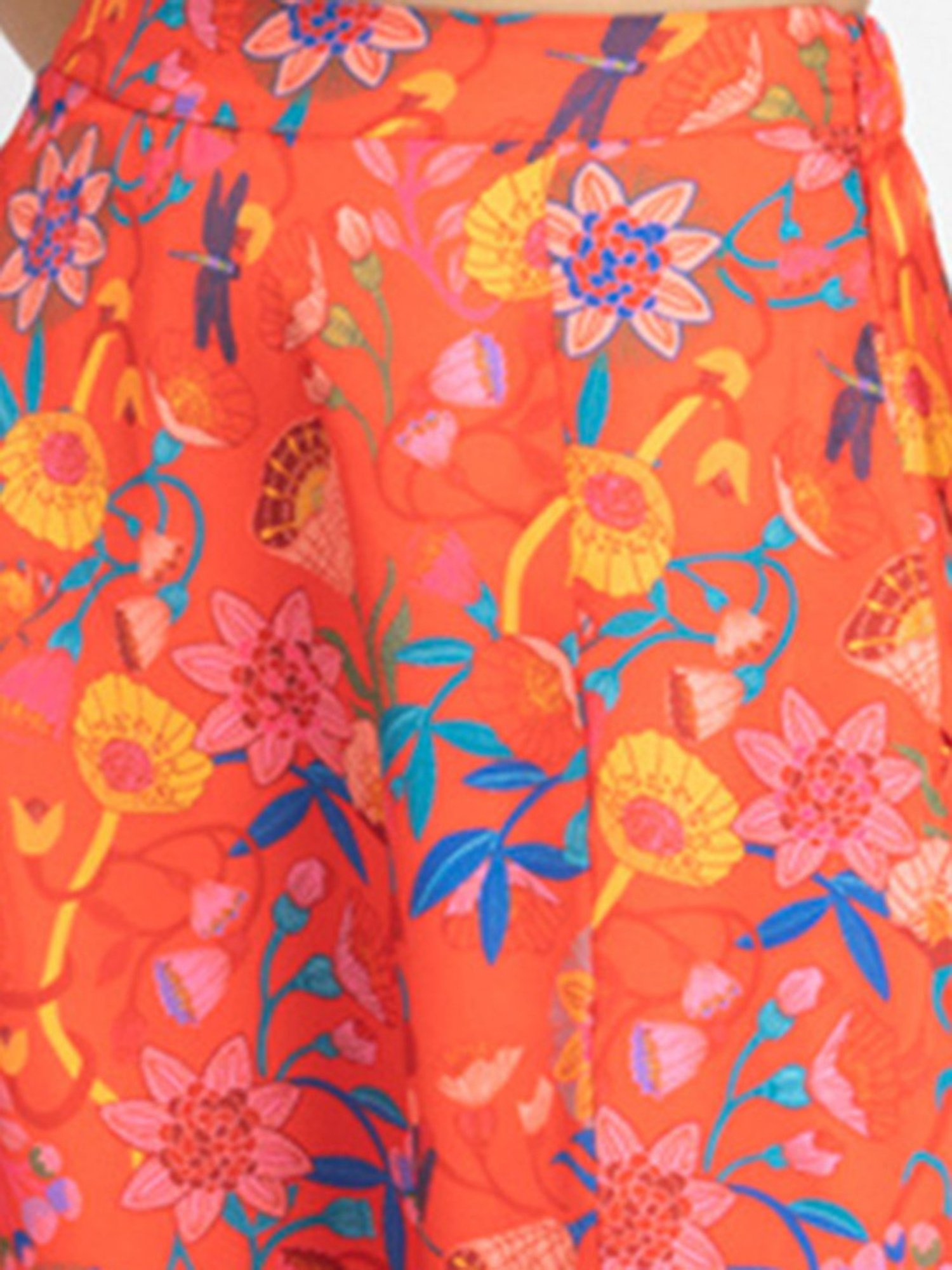SHAYE Orange Floral Print Maxi Skirt