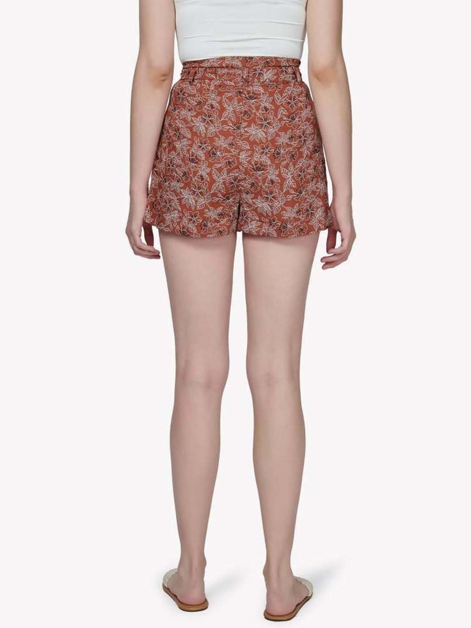 VASTRADO Orange Floral Print Skorts