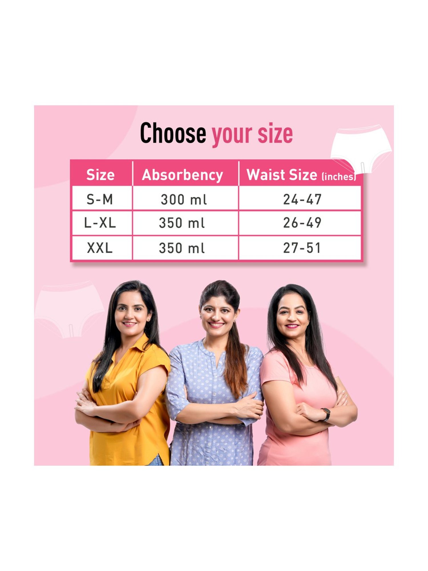 Sirona Disposable Period Panties for Women (S-M) - Pack of 5